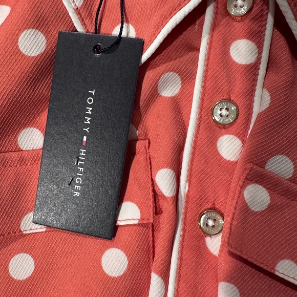 NWT Tommy Hilfiger Sleeveless Shirtdress Coral and White Polka Dot Size Small. - Picture 4 of 6